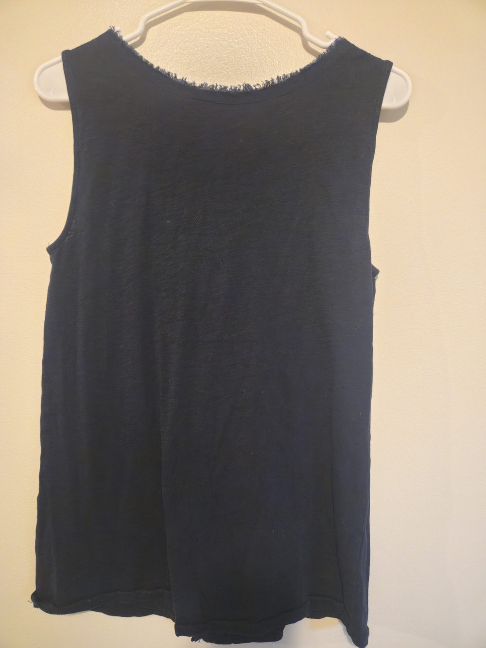 LOFT Navy Sleeveless Ruffle-Front Tank - Picture 2 of 5